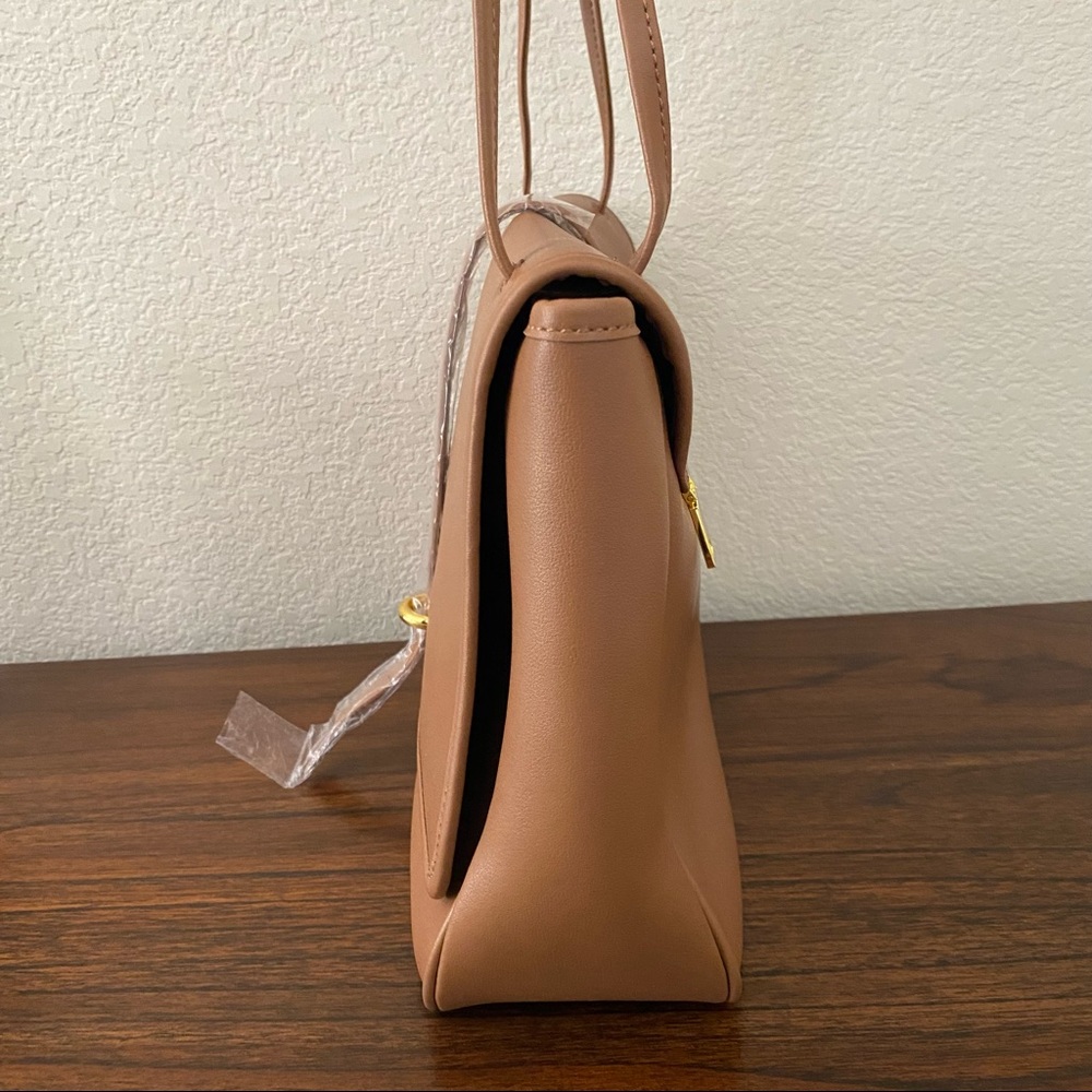 Golden Brown Belted Convertible Classic Shoulder Crossbody Bag Purse - Picture 5 of 14